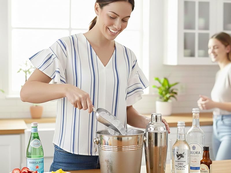 Amazing Abby - Elsa - 38-Ounce Aluminum Ice Scoops (Set of 2), Cast Aluminum Utility Scoops, Food-Grade, Good for Home and Commercial Use, NOT Dishwasher-Safe, Hand-Wash Recommended