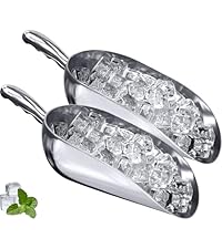 Amazing Abby - Elsa - 38-Ounce Aluminum Ice Scoops (Set of 2), Cast Aluminum Utility Scoops, Food-Grade, Good for Home and Commercial Use, NOT Dishwasher-Safe, Hand-Wash Recommended