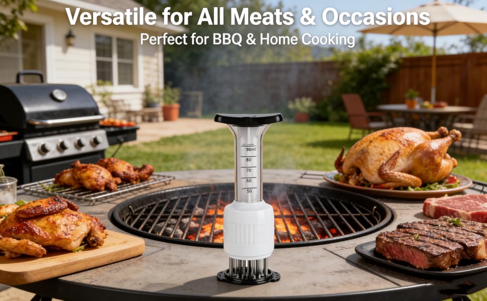 Stainless Steel Meat Injector - 1 Pack Seasoning Injector Marinade Injector for BBQ Turkey Chicken - Flavor Tenderizer Syringe for Poultry Cooking