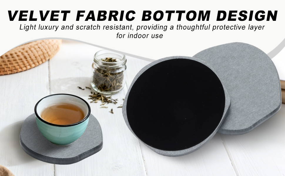 Azhou 6Pcs Absorbent Diatomaceous Earth Coasters Set with Holder - 4 Inch Quick-Dry Stone Coasters with Scratch-Resistant Surface & Velvet Base, Reusable Home Decor for Coffee Bar, Office Desk