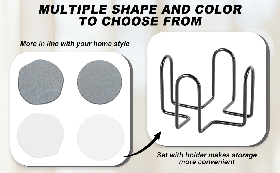 Azhou 6Pcs Absorbent Diatomaceous Earth Coasters Set with Holder - 4 Inch Quick-Dry Stone Coasters with Scratch-Resistant Surface & Velvet Base, Reusable Home Decor for Coffee Bar, Office Desk