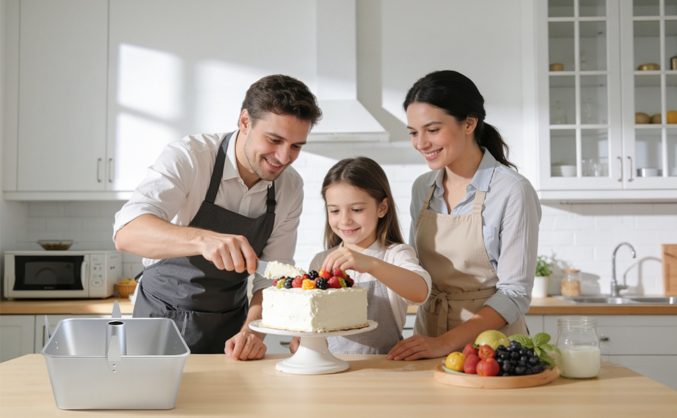 Hitter 18 Cup Angel Food Cake Pan, 10-inch Anodized Aluminum Square Tube Cake Pan with Cooling Feet & Nonstick Coating Perfect for Angel, Chiffon & Pound Cake