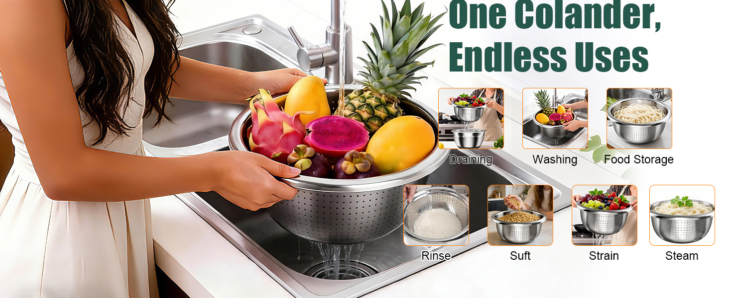 Stainless Steel Mixing Bowls Set with Lids & Silicone Base - 7-Piece Kitchen Gadgets Includes Colander, Grater, Egg Separator, Whisk - Nesting Bowls (1.5, 2, 2.5, 4.5 QT), Dishwasher Safe, Black