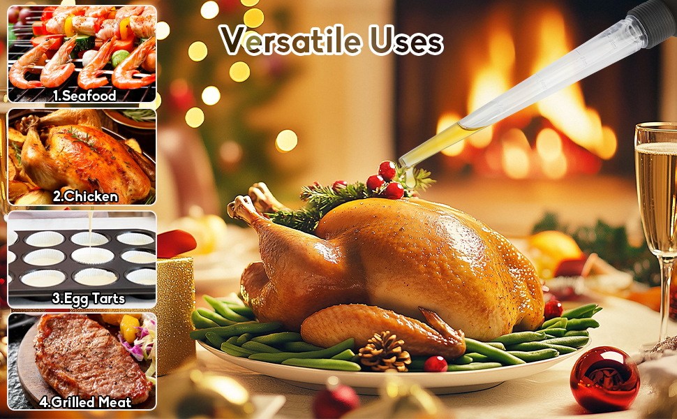 2Set Large Turkey Baster for Cooking - Premium Baster Syringe for Hot Liquids, Heavy-Duty Baster for Cooking Perfect for Barbecue,Meat Baster,Gravy, Marinades(Black)