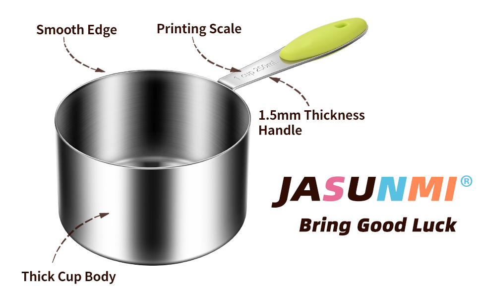 Measuring Cups and Spoons Set 304 Stainless Steel Measuring Spoons Liquid Measuring Cups, Metric and US Measurements, Stackable Cups and Spoons, Fits for Measuring Dry and Liquid Ingredients