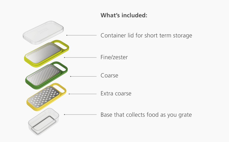 Joseph Joseph Multi-Grate & Store Cheese Grater & Zester Set, 3-in-1 Box Grater with Food Storage Container