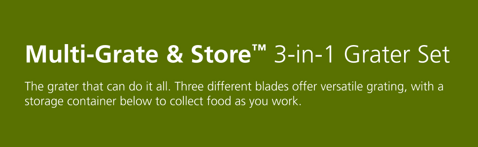 Joseph Joseph Multi-Grate & Store Cheese Grater & Zester Set, 3-in-1 Box Grater with Food Storage Container