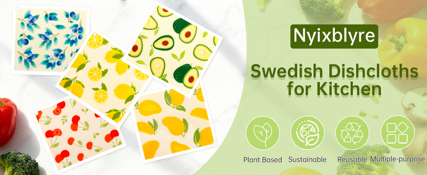 Swedish Dishcloths for Kitchen, 5 Pack Funny Chicken Reusable Paper Towels with 3 Hooks, Washable Dish Cloth Set, Absorbent Cleaning Cloth for Washing Dishes Housewarming Gifts for Friend