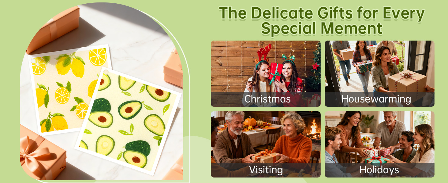 Swedish Dishcloths for Kitchen, 5 Pack Funny Chicken Reusable Paper Towels with 3 Hooks, Washable Dish Cloth Set, Absorbent Cleaning Cloth for Washing Dishes Housewarming Gifts for Friend