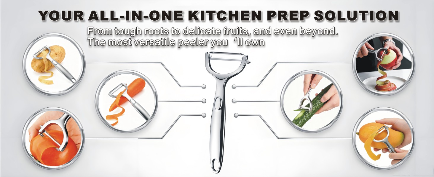 Premium Vegetable Peelers with Swivel Blade - Ultra Sharp 420 Stainless Steel Potato Apple Peeler, Ergonomic Handle & Potato Eye Remover, Dishwasher Safe