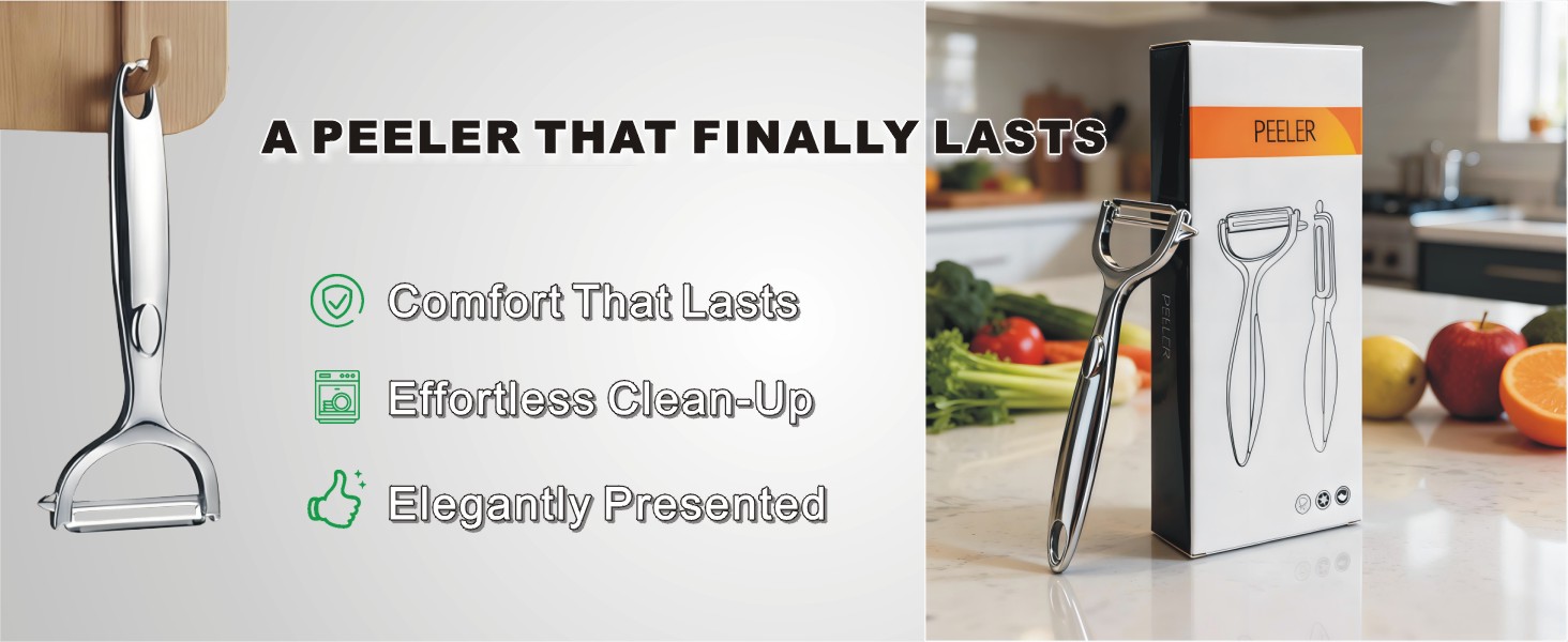 Premium Vegetable Peelers with Swivel Blade - Ultra Sharp 420 Stainless Steel Potato Apple Peeler, Ergonomic Handle & Potato Eye Remover, Dishwasher Safe