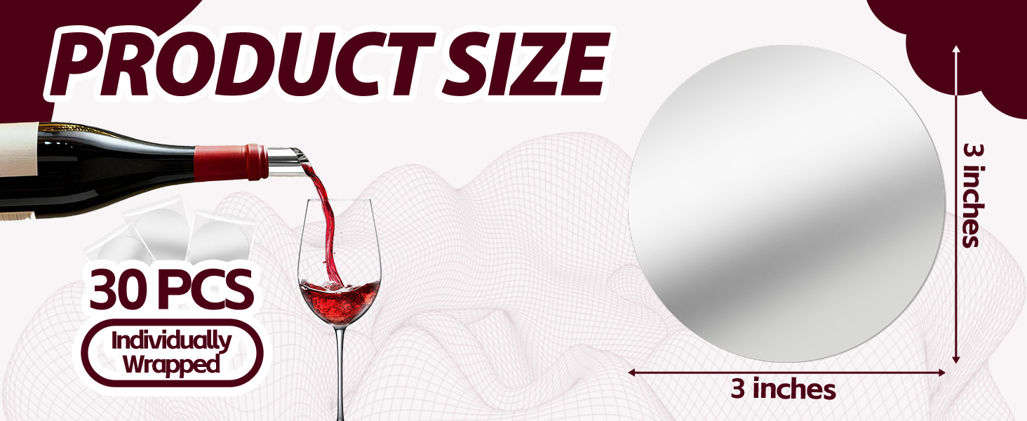 30-Pack Disposable Wine Pouring Discs, 3-Inch Individually Wrapped Anti-Drip Liquor Pour Spouts for Wine & Spirit Bottles, Single-Use Design Prevents Flavor Transfer