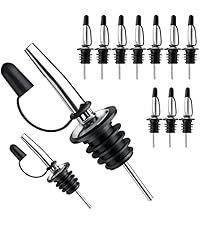 Pafusen Olive Oil Pour Spout with Adapters, Oils Pourer for Olive Oil Dispenser Bottle, Easily Turn Your Bottles into Dispensers for Liquor,Oils,Bottle Pourers (Sliver, 3 Pack Pour +Adapters)