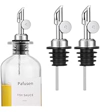 Pafusen Olive Oil Pour Spout with Adapters, Oils Pourer for Olive Oil Dispenser Bottle, Easily Turn Your Bottles into Dispensers for Liquor,Oils,Bottle Pourers (Sliver, 3 Pack Pour +Adapters)