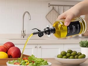 Pafusen Olive Oil Pour Spout with Adapters, Oils Pourer for Olive Oil Dispenser Bottle, Easily Turn Your Bottles into Dispensers for Liquor,Oils,Bottle Pourers (Sliver, 3 Pack Pour +Adapters)