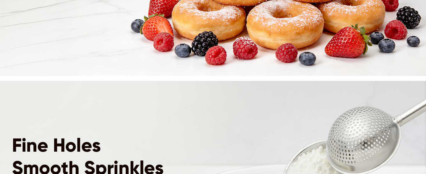 Flour Duster for Baking, Stainless Steel flour sifter with One-Handed Spring Handle, Fine Mesh Baking Dusting Wand for Powdered Sugar, Cocoa, Spices, Even Sprinkle