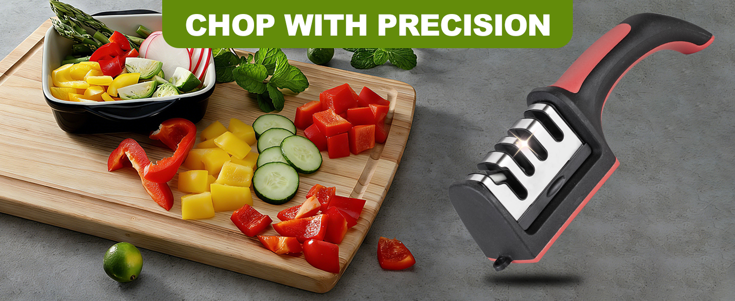 Professional 4-in-1 Knife Sharpener with Tungsten Steel & Ceramic Slots, Manual Sharpener for Chef Knives, Scissors & Straight Edge Blades - Home Kitchen Tool