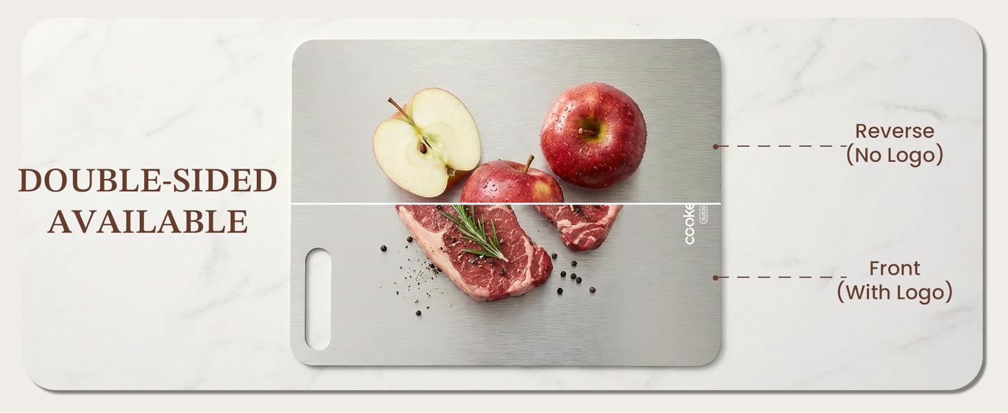 Stainless Steel Cutting Board Set of 2-13.5" x 10" Upgraded Ultra-Thin Double Sided Chopping Board, Non-porous & Odor-resistant, Food Grade Kitchen Cutting Boards, Dishwasher Safe
