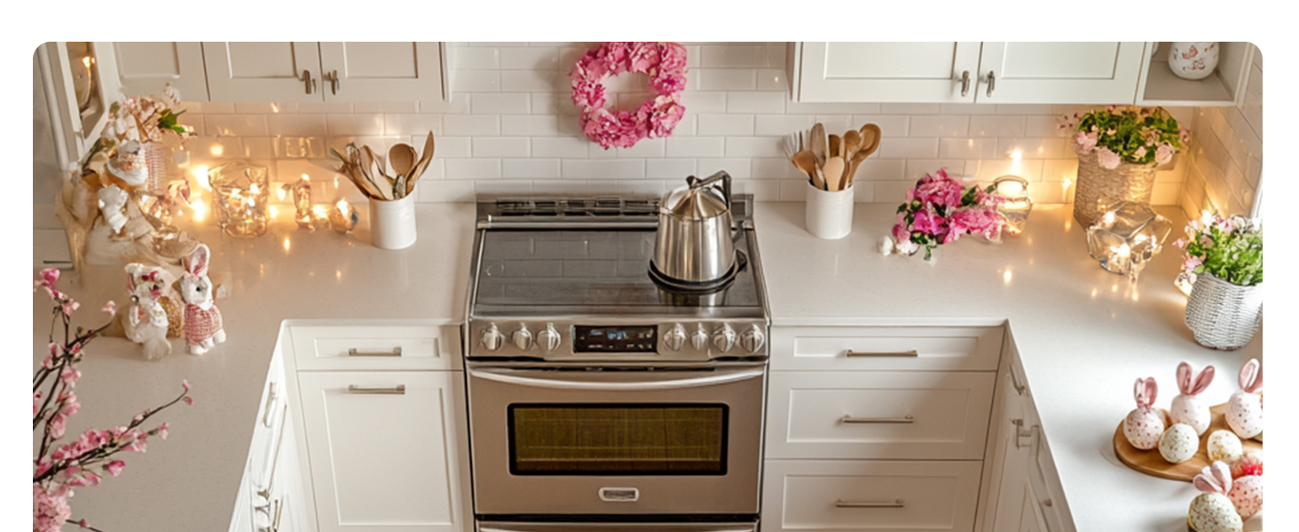 Artoid Mode Rabbit Flowers Bunny Easter Kitchen Mats Set of 2, Spring Home Decor Low-Profile Kitchen Rugs for Floor - 17x29 and 17x47 Inch