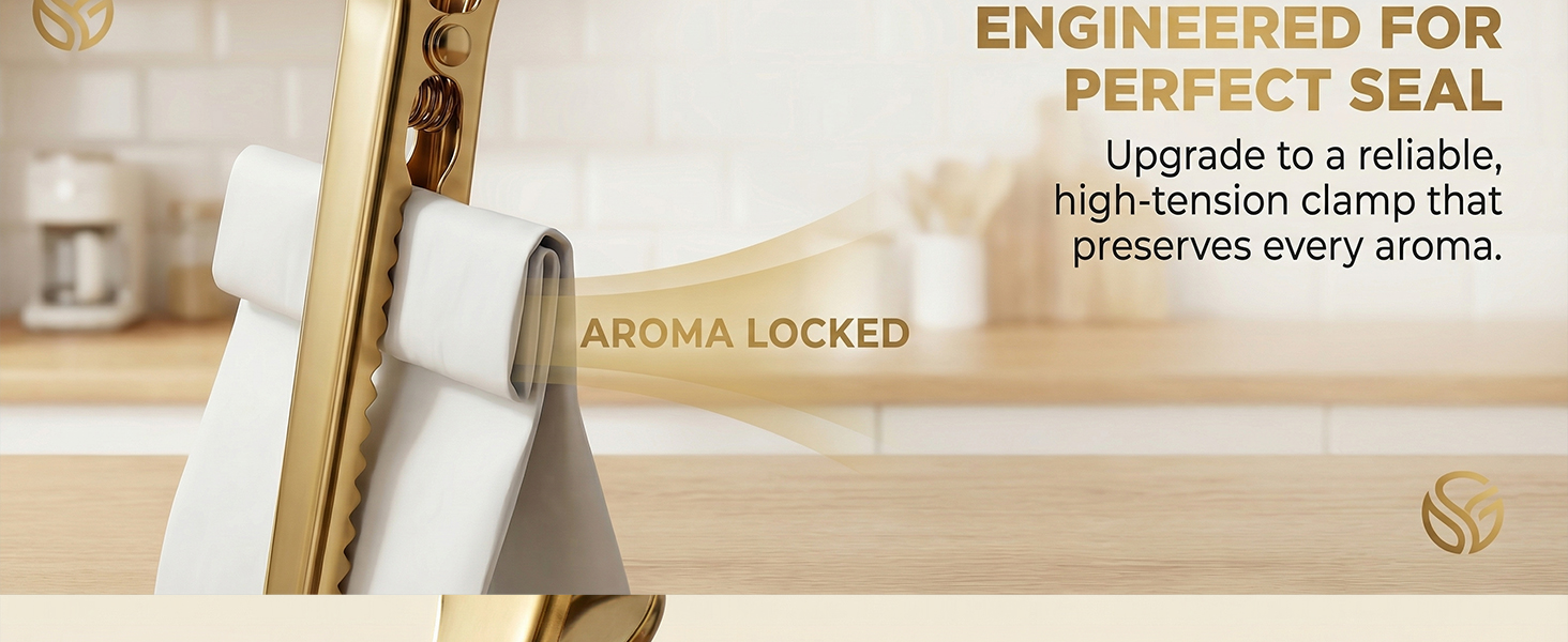 Li&Zhao Stainless Steel Coffee Scoop with Clip - Coffee Scoop for Ground Coffee, Precision Coffee Measuring Scoop, Tablespoon Stainless Steel Scoop for Coffee, Tea, Protein Powder (Gold)