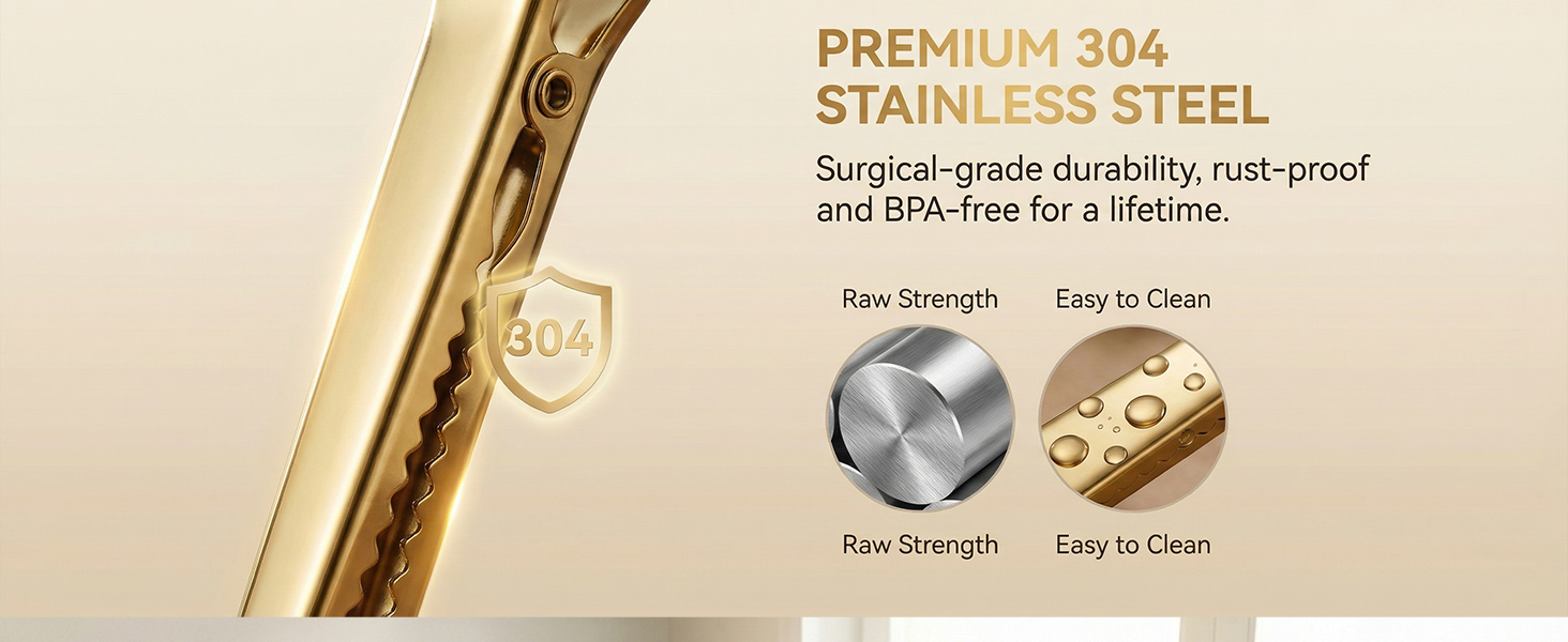 Li&Zhao Stainless Steel Coffee Scoop with Clip - Coffee Scoop for Ground Coffee, Precision Coffee Measuring Scoop, Tablespoon Stainless Steel Scoop for Coffee, Tea, Protein Powder (Gold)