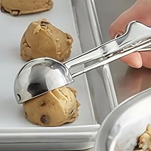 Ice Cream Scoop, 3Pcs Cookie Scoop Set, Stainless Steel Ice Cream Scoop with Trigger Release, Cookie Dough Scoop, Large/Medium/Small Cookie Scooper for Baking with 2 Shovel Spoons and 1 Shovel Forks