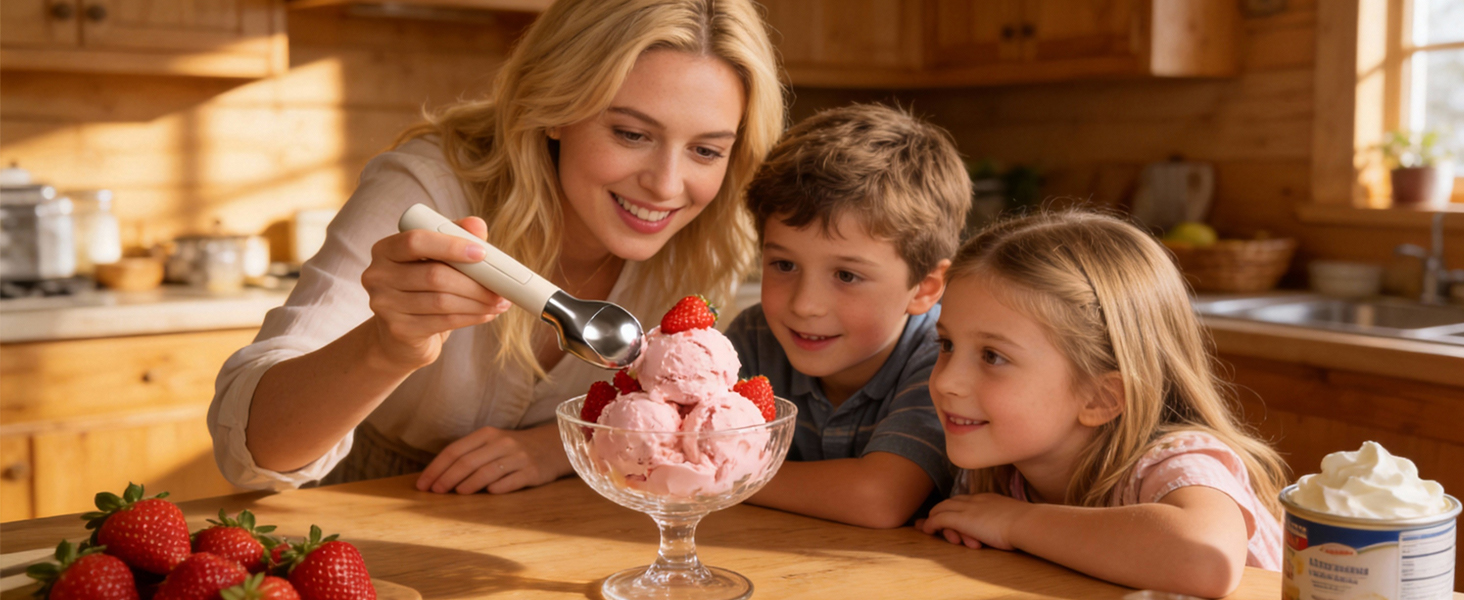 Heated Ice Cream Scoop – Electric Scooper for Hard Ice Cream and Desserts, Heating Up to 158°F, Rechargeable 3400mAh Battery with LED Display, Easy to Clean, Ideal Summer Gift