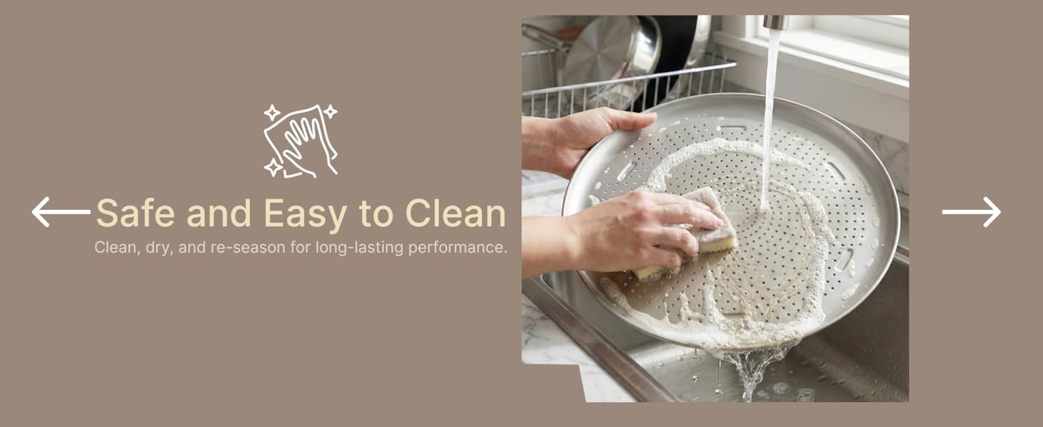 Bakken 16 Inch Non-Stick Pizza Pan 1 Pack, Round Carbon Steel Pizza Tray with Perforated Holes, PFOA, PFOS, & PTFE-Free, Dishwasher & Oven Safe Up To 450°F, Durable Nonstick Coating, Silver