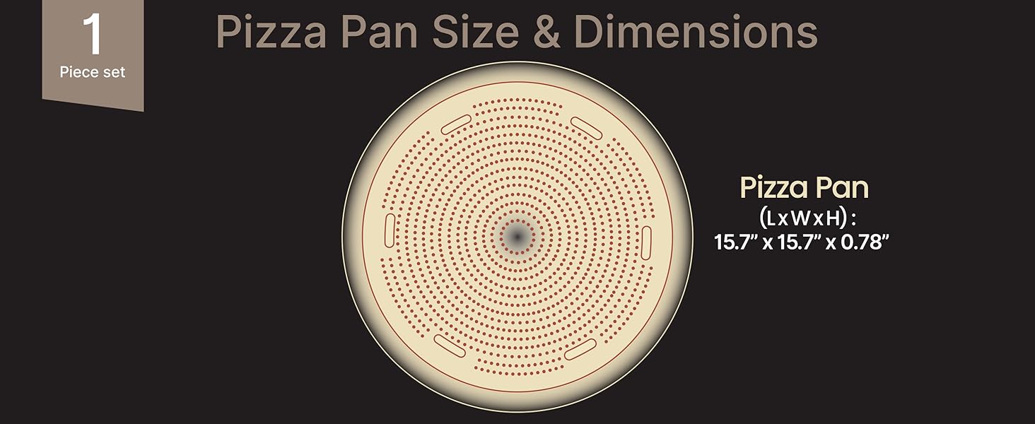 Bakken 16 Inch Non-Stick Pizza Pan 1 Pack, Round Carbon Steel Pizza Tray with Perforated Holes, PFOA, PFOS, & PTFE-Free, Dishwasher & Oven Safe Up To 450°F, Durable Nonstick Coating, Silver