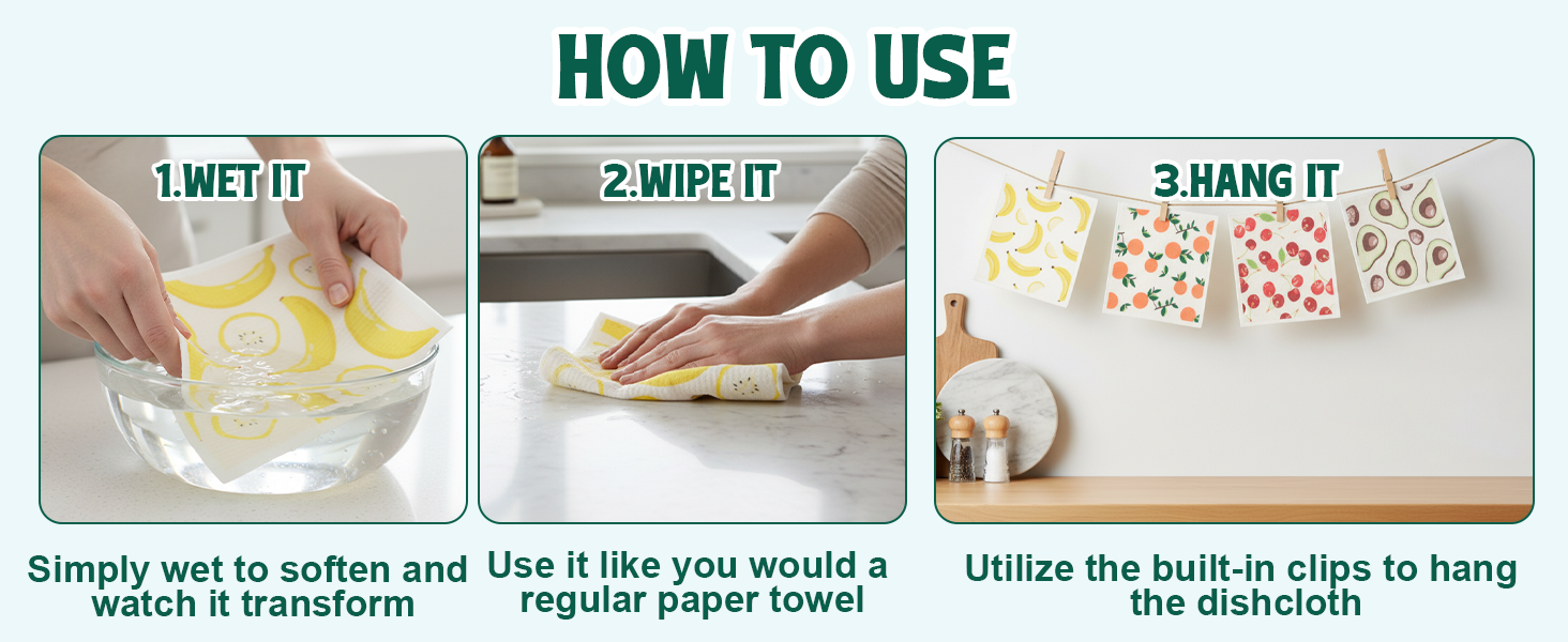 Lsnisni Swedish Dishcloths for Kitchen, 6 Pack Swedish Dish Cloths, Reusable Paper Towels, Washable Kitchen Cloth, 100% Biodegradable, Super Absorbent, Quick Drying