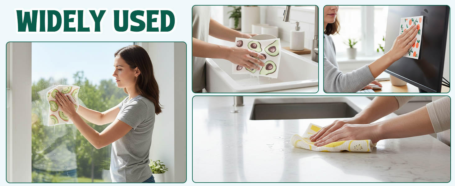 Lsnisni Swedish Dishcloths for Kitchen, 6 Pack Swedish Dish Cloths, Reusable Paper Towels, Washable Kitchen Cloth, 100% Biodegradable, Super Absorbent, Quick Drying