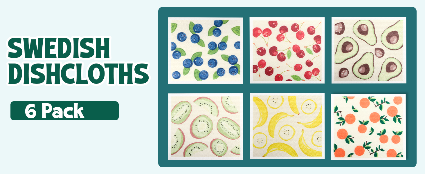 Lsnisni Swedish Dishcloths for Kitchen, 6 Pack Swedish Dish Cloths, Reusable Paper Towels, Washable Kitchen Cloth, 100% Biodegradable, Super Absorbent, Quick Drying