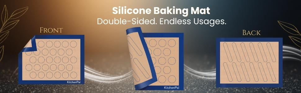 2-Sided Silicone Baking Mat for Macaron, Éclair & Cookie – Reusable Pastry Sheet 11.8