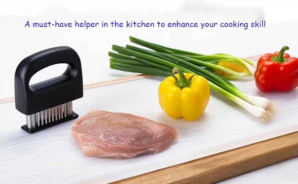 Meat Tenderizer With 48 Stainless Steel Sharp Needle Blade, Heavy Duty Meat Cooking Tool for Tenderizing Beef, Pork, Chicken, Lamb, Fish And More