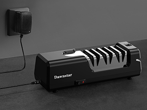 Electric Knife Sharpener, Precise 20° Diamond Knife Sharpener for Kitchen Knives, Quick Repairing in 40 Seconds, with Metal Dust Collection Box & Special Port for Scissors, Black