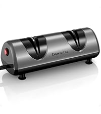 Electric Knife Sharpener, Precise 20° Diamond Knife Sharpener for Kitchen Knives, Quick Repairing in 40 Seconds, with Metal Dust Collection Box & Special Port for Scissors, Black