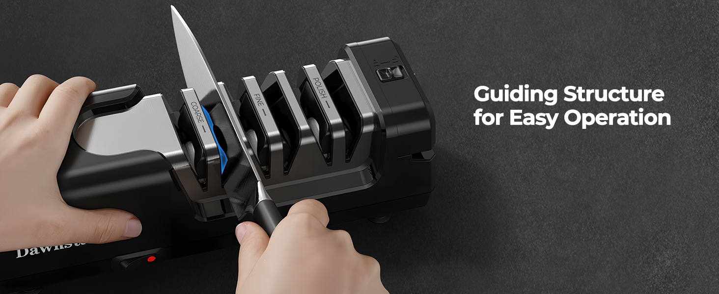 Electric Knife Sharpener, Precise 20° Diamond Knife Sharpener for Kitchen Knives, Quick Repairing in 40 Seconds, with Metal Dust Collection Box & Special Port for Scissors, Black