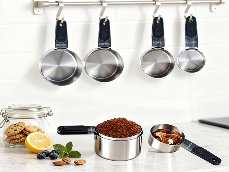 Magnetic Handles 7 Piece Stainless Steel Measuring Cups, Black, Kitchen Gadgets for Measure Liquid and Dry Ingredients, Cooking & Baking