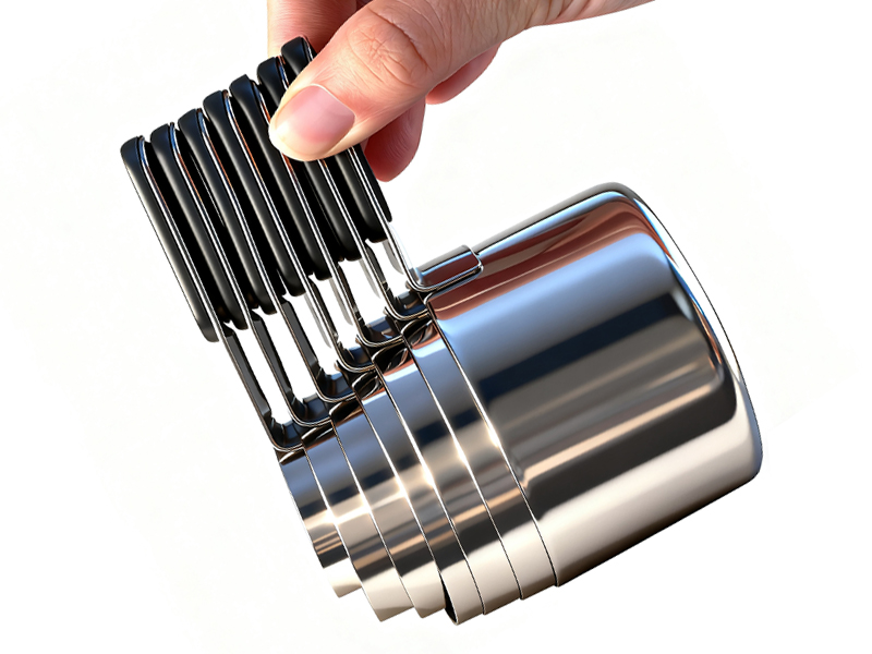 Magnetic Handles 7 Piece Stainless Steel Measuring Cups, Black, Kitchen Gadgets for Measure Liquid and Dry Ingredients, Cooking & Baking