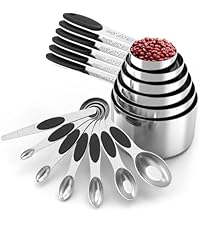 TILUCK magnetic measuring spoons set and measuring cups, stainless steel measuring cups, 6 double-sided stainless steel measuring spoons & 1 leveler (13)