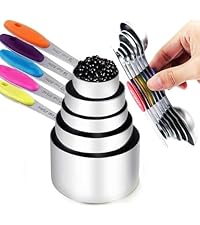 TILUCK magnetic measuring spoons set and measuring cups, stainless steel measuring cups, 6 double-sided stainless steel measuring spoons & 1 leveler (13)