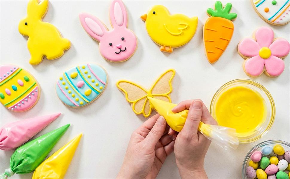 Easter Cookie Cutter Set, 12 Pieces Easter Bunny Cookie Cutter Set for Baking - Carrot, Bunny Face, Leaf, Egg, Flower, Butterfly Shapes Holiday Themed Party Supplies