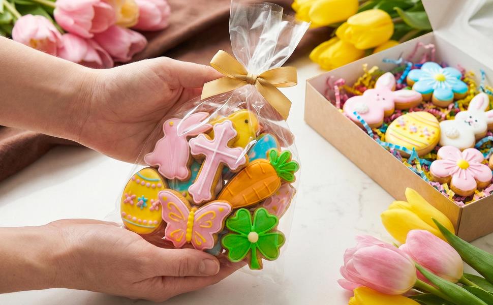 Easter Cookie Cutter Set, 12 Pieces Easter Bunny Cookie Cutter Set for Baking - Carrot, Bunny Face, Leaf, Egg, Flower, Butterfly Shapes Holiday Themed Party Supplies