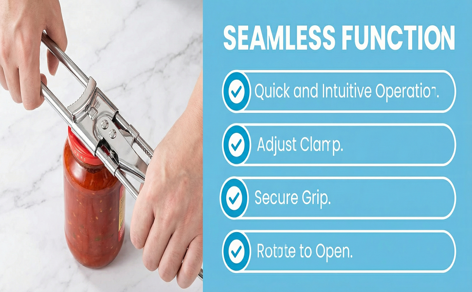 Adjustable Stainless Steel Jar Opener, 2026 Upgraded Easy Grip Jar Opener, Adjustable Multifunctional Stainless Steel Can Opener, Jar Openers for Seniors Kitchen Accessories