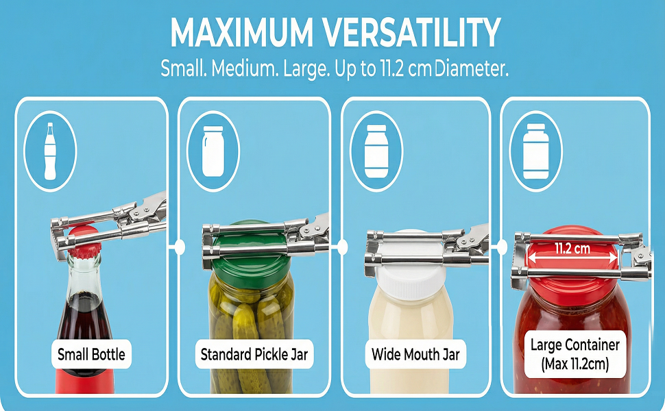 Adjustable Stainless Steel Jar Opener, 2026 Upgraded Easy Grip Jar Opener, Adjustable Multifunctional Stainless Steel Can Opener, Jar Openers for Seniors Kitchen Accessories