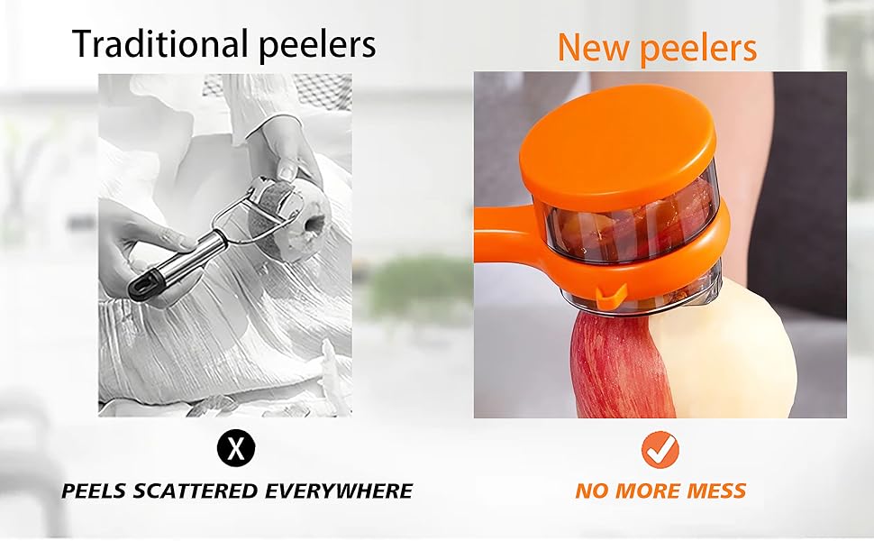 2PCS Upgrade Fruit Vegetable Peeler with Catcher, 2026 New Special Potato Peelers for Kitchen, Double-Sided Stainless Steel Apple Peeler with Box Storage