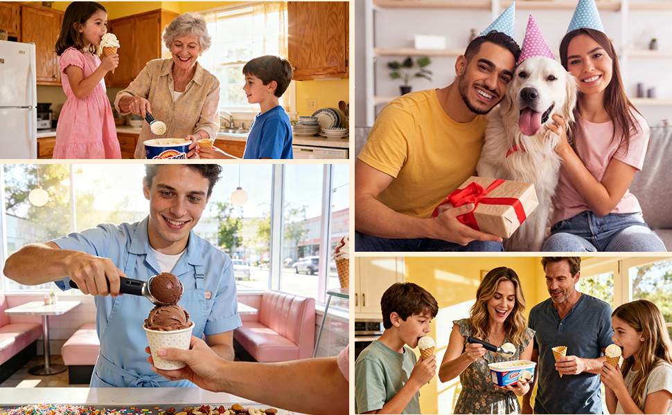 Heated Ice Cream Scoop Rechargeable, Electric Ice Cream Scooper with 3-Temp Settings, LED Display & IPX7 Waterproof, Ergonomic Silicone Handle, House Warming Gifts for Women Men Friend (Black)