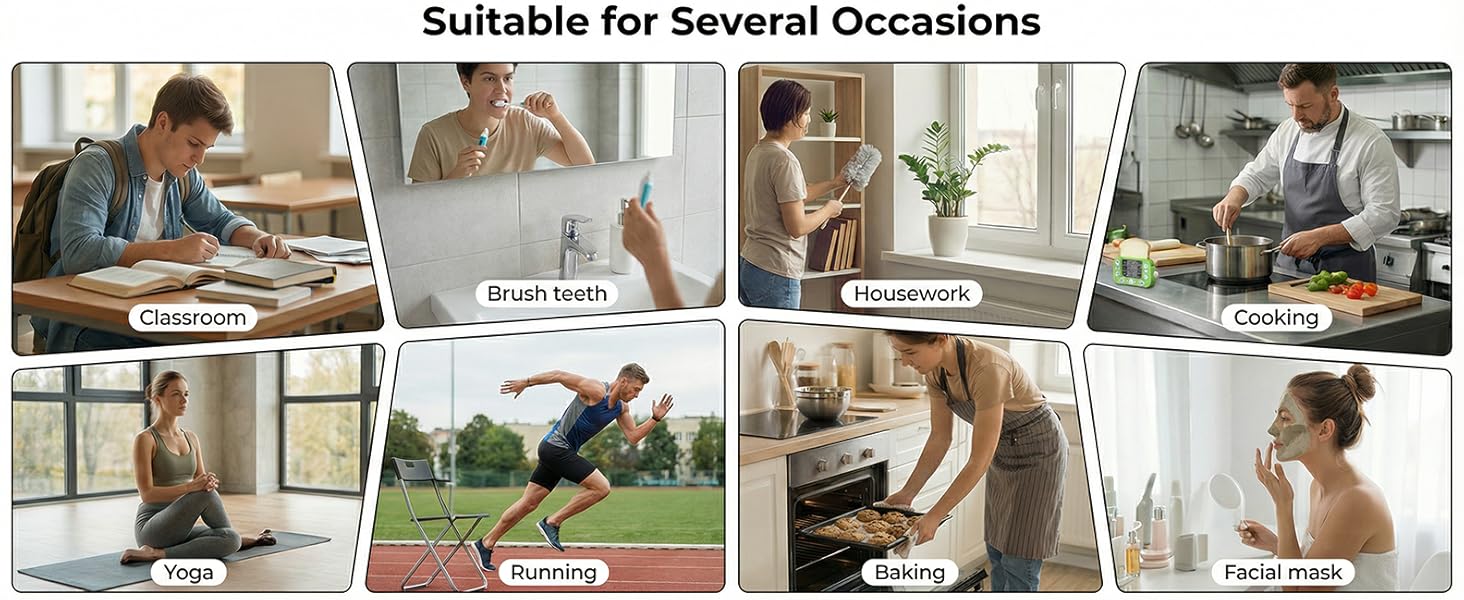 Digital Kitchen Timer for Cooking - 3 Channel Countdown Timer and Stopwatch with Strong Magnets,Silent Mode, LED Display, Memory, Timers for Cooking, Oven, Egg, Baking, Grilling, Teaching