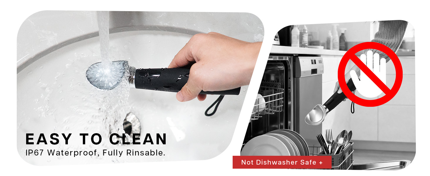 Heated Ice Cream Scoop Rechargeable with 3 Heat Levels 120–160°F, LED Display, 2600mAh Battery, Waterproof Metal Ice Cream Scoop for Hard Ice Cream & Desserts