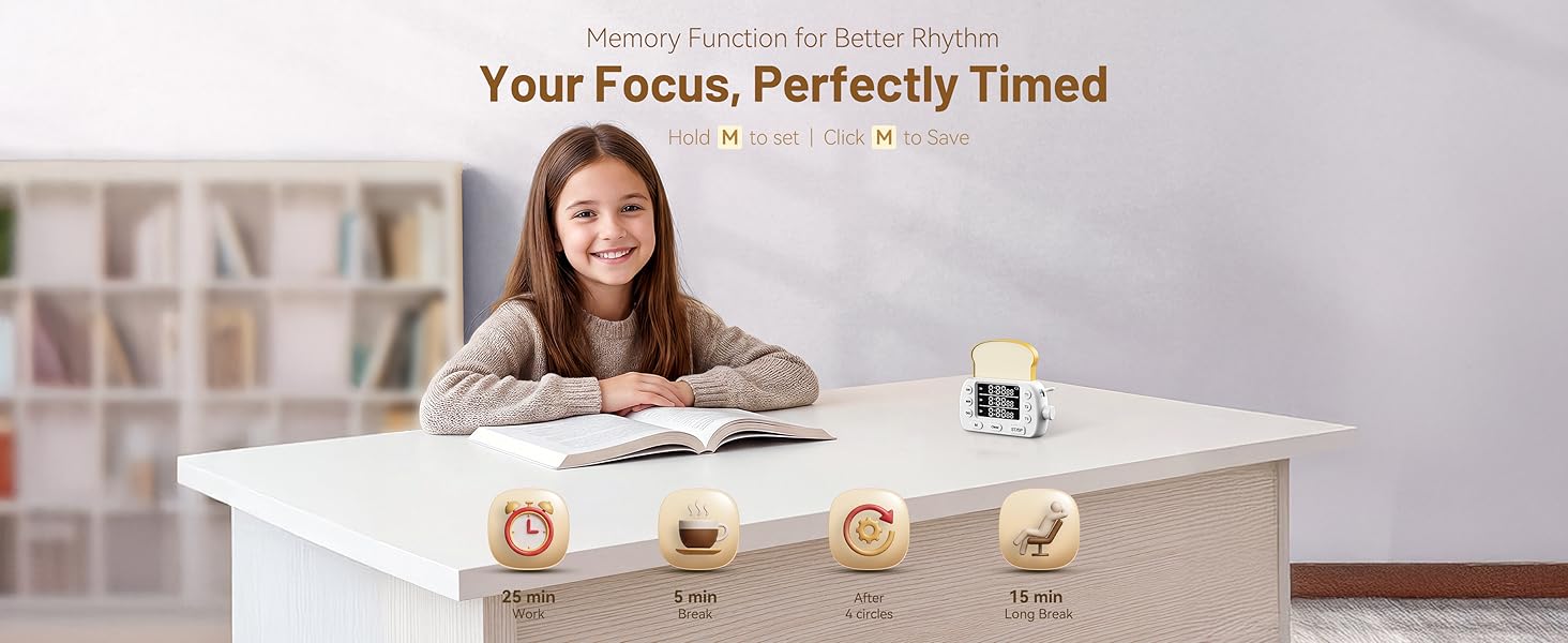 Digital Kitchen Timer for Cooking - 3-Channel Magnetic Countdown Timers with Memory Preset for Baking, Toaster, Eggs Includes Memo Notes (White)